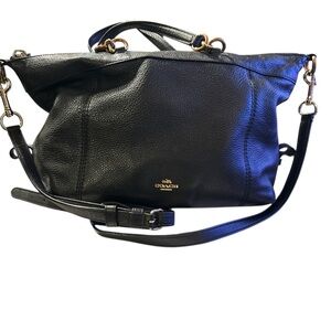 Coach Lenox Satchel Bag in Black Pebbled Leather